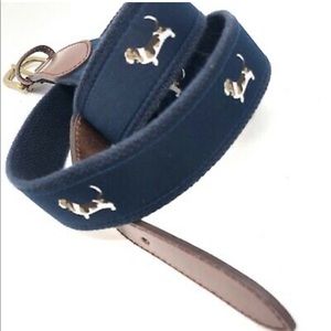 NEW Brooks Brothers Mens L Belt Navy Leather Dog